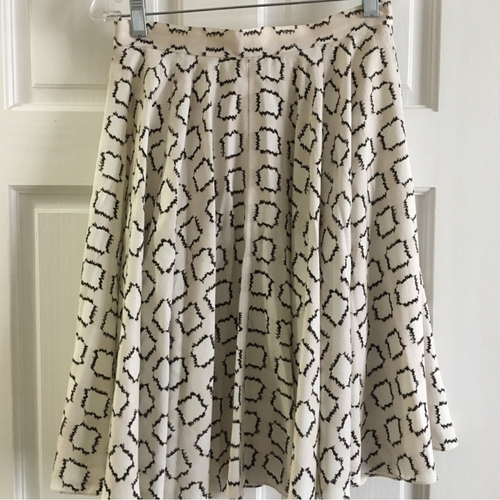 Club Monaco Cream and Black Geometric Midi Skirt